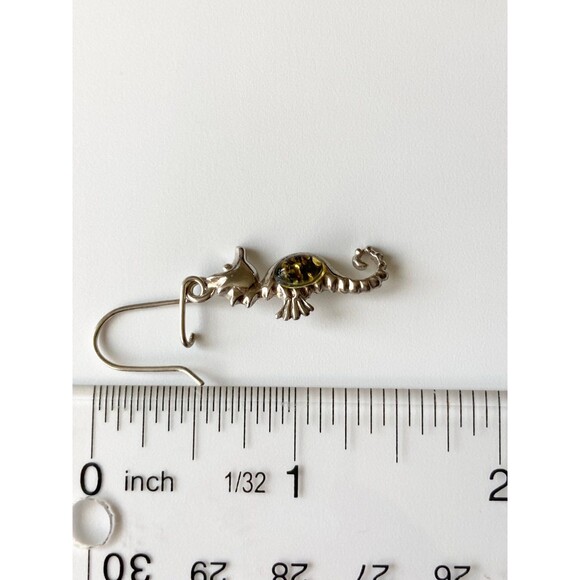 925 sterling silver amber seahorse Earrings - Picture 6 of 7